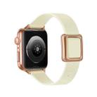 Magnetic Rose Gold Square Buckle Watch Band For Apple Watch Ultra 49mm&Watch Ultra 2 49mm / Series 9&8&7 45mm / SE 3&SE 2&6&SE&5&4 44mm / 3&2&1 42mm(Beige) - 1