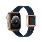 Magnetic Rose Gold Square Buckle Watch Band For Apple Watch Ultra 49mm&Watch Ultra 2 49mm / Series 9&8&7 45mm / SE 3&SE 2&6&SE&5&4 44mm / 3&2&1 42mm(Midnight Blue) - 1