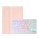 OP12-BS Lambskin Texture Ultra-thin Bluetooth Keyboard Leather Case with Backlight For OPPO Pad Air 10.4 inch(Pink) - 1