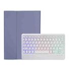 OP12-BS Lambskin Texture Ultra-thin Bluetooth Keyboard Leather Case with Backlight For OPPO Pad Air 10.4 inch(Purple) - 1