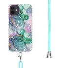 For iPhone 12 / 12 Pro 2.0mm Airbag Shockproof TPU Phone Case with Lanyard(Ink Green Marble) - 2