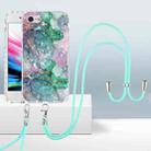 For iPhone SE 2022 / SE 2020 / 8 / 7 2.0mm Airbag Shockproof TPU Phone Case with Lanyard(Ink Green Marble) - 1