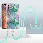 For iPhone XS Max 2.0mm Airbag Shockproof TPU Phone Case with Lanyard(Ink Green Marble) - 1