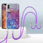 For iPhone XS Max 2.0mm Airbag Shockproof TPU Phone Case with Lanyard(Blue Purple Marble) - 1