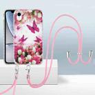 For iPhone XR 2.0mm Airbag Shockproof TPU Phone Case with Lanyard(Dancing Butterflies) - 1