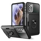 For Motorola Moto G31/G41 Card Ring Holder PC + TPU Phone Case(Black) - 1