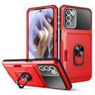 For Motorola Moto G31/G41 Card Ring Holder PC + TPU Phone Case(Red+Black) - 1