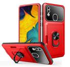 For Samsung Galaxy A20/A30 Card Ring Holder PC + TPU Phone Case(Red+Black) - 1