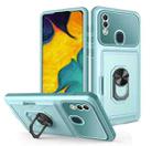 For Samsung Galaxy A20/A30 Card Ring Holder PC + TPU Phone Case(Light Green) - 1