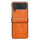 For Samsung Galaxy Z Flip4 5G Two-color Litchi Texture PU Phone Case(Orange) - 1