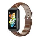 For Huawei Band 7 / 7 NFC MIJOBS Cowhide Leather Watch Band(Brown Silver) - 1