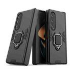 For Samsung Galaxy Z Fold4 PC + TPU Shockproof Protective Phone Case with Magnetic Ring Holder(Black) - 1