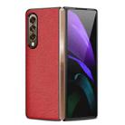 For Samsung Galaxy Z Fold4 Genuine Leather Protective Phone Case(Litchi Red) - 1