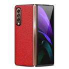 For Samsung Galaxy Z Fold4 Genuine Leather Protective Phone Case(Cross Red) - 1