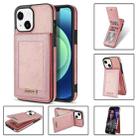 For iPhone 13 N.BEKUS Vertical Flip Card Slot RFID Phone Case(Rose Gold) - 1