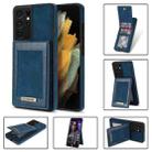 For Samsung Galaxy S21 Ultra 5G N.Bekus Vertical Flip Card Slot RFID Phone Case(Blue) - 1