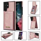 For Samsung Galaxy S22 Ultra 5G N.Bekus Vertical Flip Card Slot RFID Phone Case(Rose Gold) - 1
