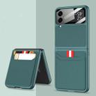 For Samsung Galaxy Z Flip4 GKK Ultra-thin Leather Phone Case with Card Slots(Dark Green) - 1