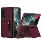 For Samsung Galaxy Z Fold4 GKK Ultra-thin Leather Phone Case with Card Slots(Wine Red) - 1