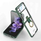 For Samsung Galaxy Z Flip4 GKK Integrated Electroplating Phone Case with Ring(Green) - 1