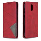 For Nokia 2.3 Rhombus Texture Horizontal Flip Magnetic Leather Case with Holder & Card Slots & Wallet(Red) - 1