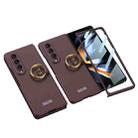 For Samsung Galaxy Z Fold4 GKK Integrated Ultra-thin Full Coverage Phone Case with Ring(Brown) - 1