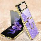 For Samsung Galaxy Z Flip4 GKK Integrated Electroplating Phone Case with Ring(Purple) - 1