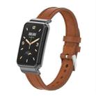 For Xiaomi Mi Band 7 Pro Microfiber Leather Metal Frame Watch Band(Brown) - 1
