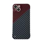 For iPhone 12 Carbon Fiber Texture PC Phone Case(Black Red) - 1