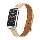 For Xiaomi Mi Band 7 Pro Double Stud Leather Metal Frame Watch Band(Apricot) - 1