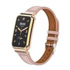 For Xiaomi Mi Band 7 Pro Plain Weave Small Waist Leather Metal Frame Watch Band(Pink) - 1