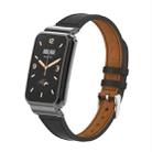 For Xiaomi Mi Band 7 Pro Plain Weave Small Waist Leather Metal Frame Watch Band(Black) - 1