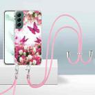 For Samsung Galaxy S22 5G 2.0mm Airbag Shockproof TPU Phone Case with Lanyard(Dancing Butterflies) - 1