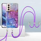 For Samsung Galaxy S21+ 5G 2.0mm Airbag Shockproof TPU Phone Case with Lanyard(Blue Purple Marble) - 1