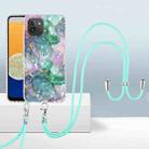 For Samsung Galaxy A03 Global 2.0mm Airbag Shockproof TPU Phone Case with Lanyard(Ink Green Marble) - 1