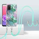 For Samsung Galaxy A03s US 2.0mm Airbag Shockproof TPU Phone Case with Lanyard(Ink Green Marble) - 1