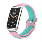 For Xiaomi Mi Band 7 Pro Silicone Metal Frame Watch Band(Light Pink + Cyan) - 1