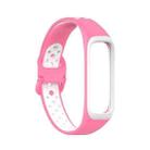 For Samsung Galaxy Fit 2 SM-R220 Two-color Silicone Watch Band(Pink White) - 1