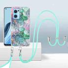 For OPPO Reno7 5G Global 2.0mm Airbag Shockproof TPU Phone Case with Lanyard(Ink Green Marble) - 1