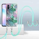 For Xiaomi Redmi 9A / 9i Indian 2.0mm Airbag Shockproof TPU Phone Case with Lanyard(Ink Green Marble) - 1