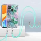 For Xiaomi Redmi 9C / 9 Indian 2.0mm Airbag Shockproof TPU Phone Case with Lanyard(Ink Green Marble) - 1