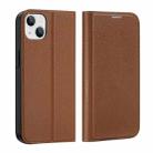 For iPhone 14 Plus DUX DUCIS Skin X2 Series Horizontal Flip Leather Phone Case (Brown) - 1