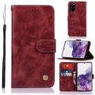 For Galaxy S20 Plus Retro Texture Magnetic Horizontal Flip Leather Case with Holder & Card Slots & Wallet(Wine Red) - 1