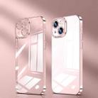 For iPhone 14 Plus Crystal Plated High Transparency Phone Case (Rose Gold) - 1