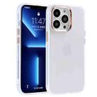 Electroplated Mirror Frame Frosted Phone Case For iPhone 13(White) - 1