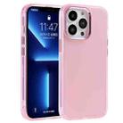 Electroplated Mirror Frame Frosted Phone Case For iPhone 13(Pink) - 1
