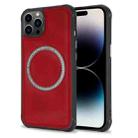 For iPhone 14 Pro Max Lambskin Texture Magsafe Magnetic Phone Case (Red) - 1