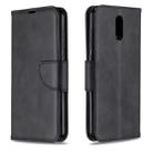 For Nokia 2.3 Retro Lambskin Texture Pure Color Horizontal Flip PU Leather Case with Holder & Card Slots & Wallet & Lanyard(Black) - 1