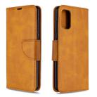For Galaxy A41 Retro Lambskin Texture Pure Color Horizontal Flip PU Leather Case with Holder & Card Slots & Wallet & Lanyard(Yellow) - 1