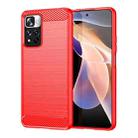 For Xiaomi Redmi Note 11 Pro / Note 11 Pro+ Brushed Texture Carbon Fiber TPU Case(Red) - 1